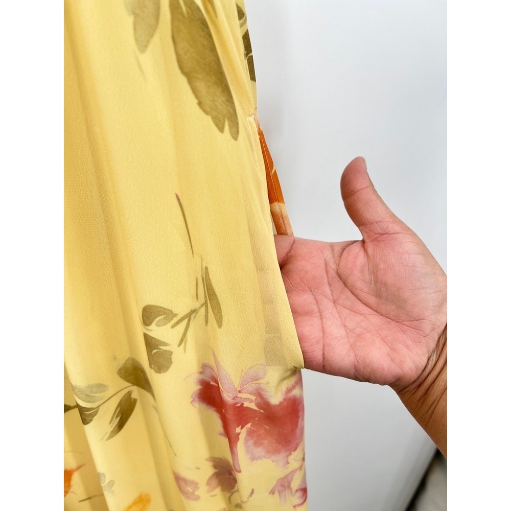 Birdy Grey Violet Yellow Floral Flutter Sleeve Maxi Dress Rococo 3X Bridesmaid - Picture 8 of 9